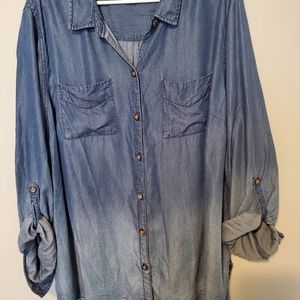 Womens "denim" blue color 50% tencel fabric and 50% rayon shirt.